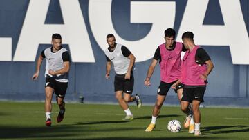 Entrenamiento del Málaga de este miércoles.