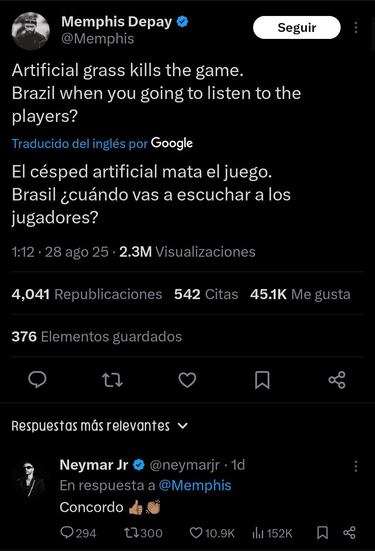 Neymar ‘se niega’ a jugar... ¡por el césped!