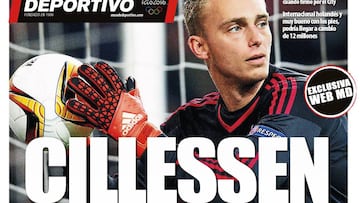 Portada de Mundo Deportivo del 19 de agosto de 2016, con el portero holandés Jasper Cillessen en portada.