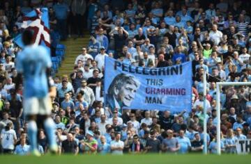 Manuel Pellegrini en su último partido en el Etihad Stadium como técnico del City.