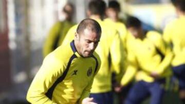 Pandiani durante un entrenamiento con el Villarreal en diciembre. 