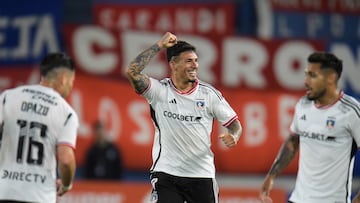 ***PUBLICAR SOLO EN CHILE****
Futbol, Nacional vs Colo Colo.
Partido amistoso 2024.
El jugador de  Colo Colo Alan Saldivia celebra su gol contra Nacional durante el partido amistoso disputado en el estadio Parque Central.
Montevideo, Uruguay.
19/01/2024
Dante Fernandez/Focouy/Photosport

****PUBLISH ONLY IN CHILE****

Football, Nacional vs Colo Colo.
Friendly match 2024.
Colo Colo’s player Alan Saldivia celebrates his goal against Nacional during the friendly match at the Parue Central stadium. 
Montevideo, Uruguay.
19/02/2024
Dante Fernandez/Focouy/Photosport