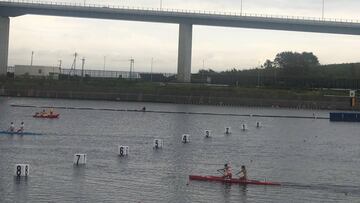 La selecci&oacute;n espa&ntilde;ola, durante una prueba en aguas niponas.