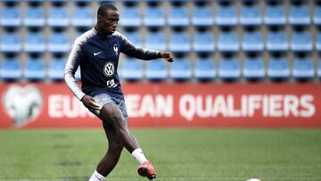 France&#039;s defender Ferland Mendy plays the ball as he takes part in a training session at the National stadium in Andorra La Vella, on June 10, 2019 on the eve of the UEFA Euro 2020 qualification football match between Andorra and France. (Photo by FR