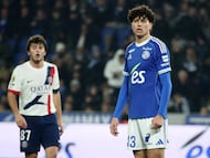 Rafael Luís, jugador del Estrasburgo, en el partido contra el PSG de esta temporada.