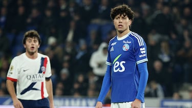 Rafael Luís, jugador del Estrasburgo, en el partido contra el PSG de esta temporada.