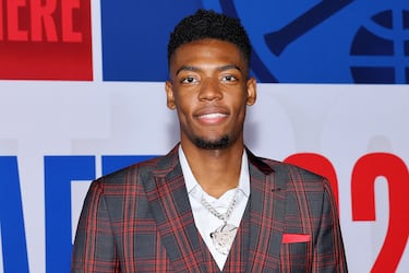 Brandon Miller a su llegada al Barclays Center para la ceremonia del draft de la NBA 2023.