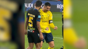 El portugués protagonizó un cruce con los jugadores del Al Taawon, discutiendo en tono irónico. Al terminar el partido con triunfo, desató una celebración eufórica frente a sus rivales.