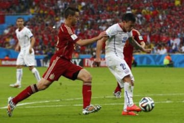 Con goles de Eduardo Vargas y Charles Aránguiz, la Roja derrotó a España en el Maracaná, el 18 de junio del 2014.