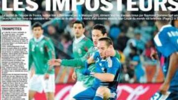 <b>SIN PIEDAD. </b>La portada de 'L'Equipe' fue dura y contundente tras la derrota de Francia ante México.
