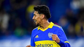 BUENOS AIRES, ARGENTINA - JULY 2: Cristian Medina of Boca Juniors celebrates after scoring the team's second goal during a match between Boca Juniors and Sarmiento as part of Liga Profesional 2023 at Estadio Alberto J. Armando on July 2, 2023 in Buenos Aires, Argentina. (Photo by Marcelo Endelli/Getty Images)