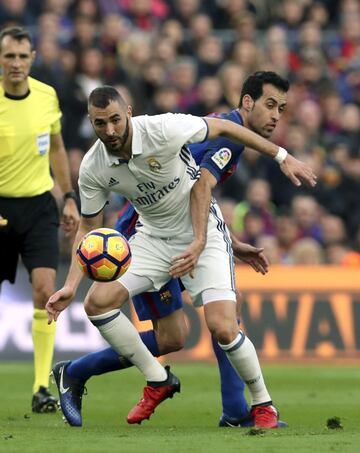 Karim Benzema y Sergio Busquets.