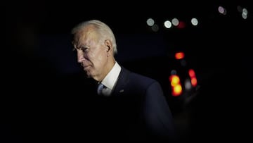 MOOSIC, PA - SEPTEMBER 17: Democratic presidential nominee and former Vice President Joe Biden talks with local firefighters as he leaves a CNN town hall event on September 17, 2020 in Moosic, Pennsylvania. Due to the coronavirus, the event is being held 