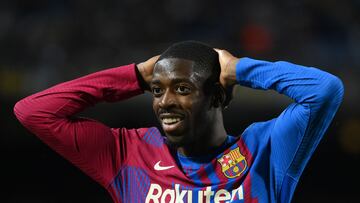 Barcelona's French forward Ousmane Dembele reacts during the Spanish league football match between FC Barcelona and RC Celta de Vigo at the Camp Nou stadium in Barcelona on May 10, 2022. (Photo by LLUIS GENE / AFP)
PUBLICADA 29/05/22 NA MA36 1COL