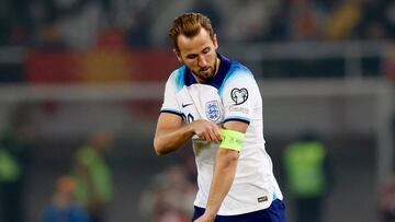 Harry Kane, jugador de Inglaterra, celebra el gol provocado ante Macedonia del Norte.