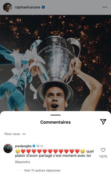 Benzema se lamenta por Varane: “Mierda de alto nivel”
