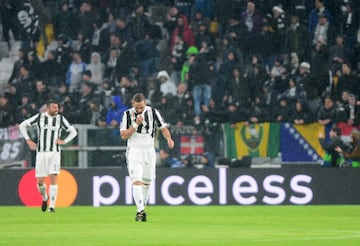 Cristiano Ronaldo anot¨® el 0-1. Decepci¨®n de los jugadores de la Juve.