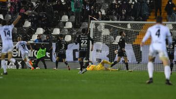 Santamar&iacute;a, tras marcar el primero gol del partido ante el Deportivo.