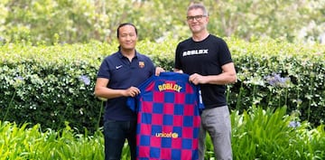 Dídac Lee, miembro de la Junta Directiva del FC Barcelona, y David Baszucki, fundador y CEO de Roblox