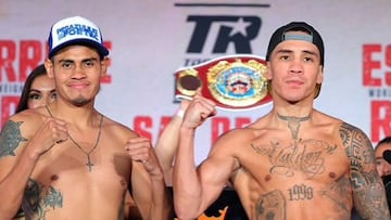Oscar Valdez y Vaquero Navarrete se dan la mano previo a su pelea.