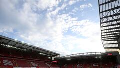 Panorámica del estadio de Anfield, escenario del duelo entre el Liverpool y el Real Madrid el próximo 21 de febrero.