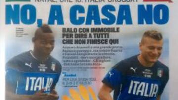 "No, a casa no", dice la prensa italiana sobre el Italia-Uruguay