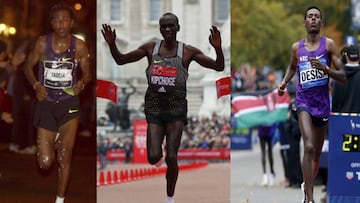 Tadese, Kipchoge y Desisa. 