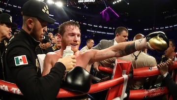 Canelo &Aacute;lvarez celebra su victoria ante Gennady Golovkin.