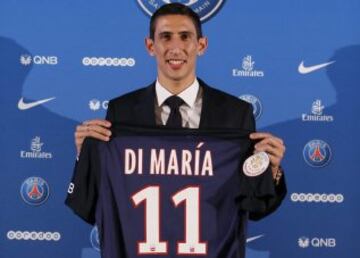 El argentino Ángel di María pasó del Manchester United al PSG por un total de 63 millones de euros.