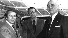 Los tres candidatos a las elecciones del Bar&ccedil;a en 1978, Nicolau Casaus, Jos&eacute; Luis N&uacute;&ntilde;ez y Ferr&aacute;n Ari&ntilde;o.