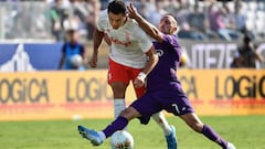 Fiorentina&#039;s French forward Franck Ribery (R) tackles Juventus&#039; Portuguese forward Cristiano Ronaldo during the Italian Serie A football match Fiorentina vs Juventus on September 14, 2019 at the Artemio-Franchi stadium in Florence. (Photo by Vincenzo PINTO / AFP)