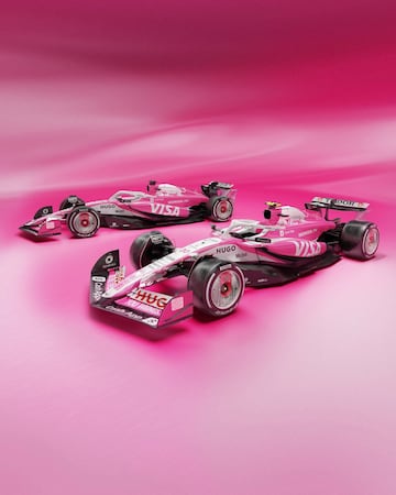 La escuder¨ªa italiana muestra su dise?o especial en rosa para los monoplazas de sus pilotos Liam Lawson y Isack Hadja.
