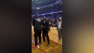 El encuentro viral de Jordan y Doncic mientras calentaba