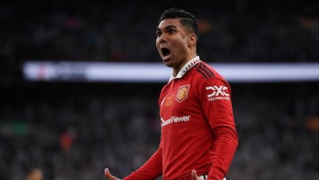 Casemiro, jugador del Manchester United, durante la final de la Carabao Cup.