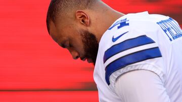 SANTA CLARA, CALIFORNIA - JANUARY 22: Dak Prescott #4 of the Dallas Cowboys looks on prior to a game against the San Francisco 49ers in the NFC Divisional Playoff game at Levi's Stadium on January 22, 2023 in Santa Clara, California.   Lachlan Cunningham/Getty Images/AFP (Photo by Lachlan Cunningham / GETTY IMAGES NORTH AMERICA / Getty Images via AFP)