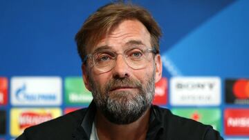 MANCHESTER, ENGLAND - APRIL 09:  Jurgen Klopp, Manager of Liverpool looks on during the Press Conference at Manchester City Football Academy on April 9, 2018 in Manchester, England.  (Photo by Jan Kruger/Getty Images)