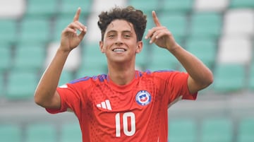 Zidane Yáñez, tras marcar en el Sudamericano Sub 15.