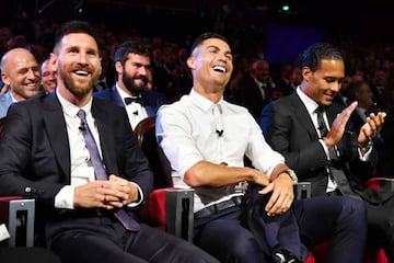 Messi, Ronaldo and Van Dijk together at the Champioms League draw in Monaco in August.