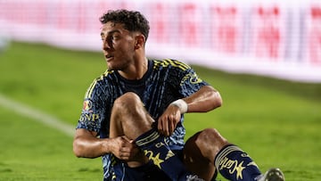 Sebastian Caceres of America during the 5th round match between Tigres UANL and America as part of the Liga BBVA MX, Torneo Apertura 2025 at Universitario Stadium, on August 16, 2025 in Monterrey, Nuevo Leon, Mexico.