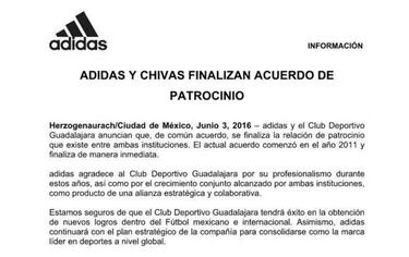Chivas pierde el patrocinio de Adidas