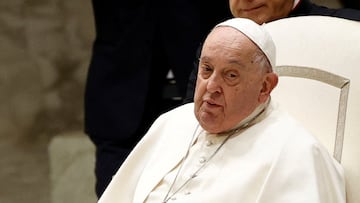 FILE PHOTO: Pope Francis looks on during the Jubilee audience in Paul VI hall at the Vatican, February 1, 2025. REUTERS/Ciro De Luca/File Photo