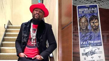 La ¨²ltima de Mayweather: le piden un aut¨®grafo... ?y le tacha la cara a Pacquiao!