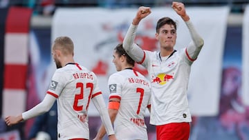 Patrik Schick celebra un gol con el Leipzig.