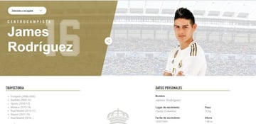 James Rodríguez tiene el número 16 para la temporada 2019/2020 del Madrid.