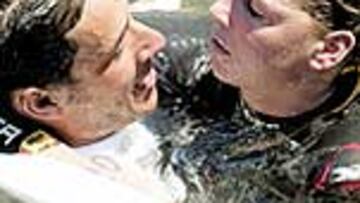 NOVIOS. Britta y el argentino Augusto Corestein festejan el título.