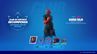 Club de Fortnite octubre 2022: nueva skin Garra Roja ya disponible
