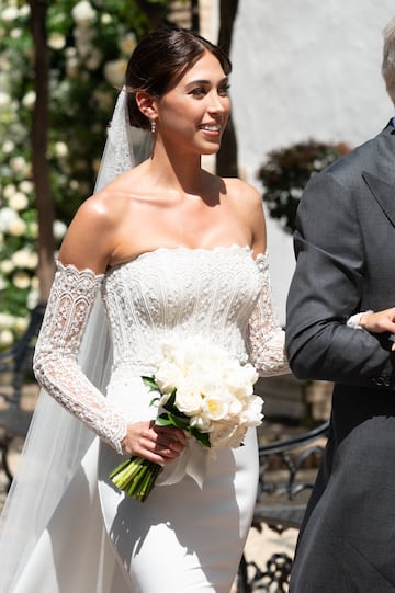 Andrea Martínez llega a la iglesia para contraer matrimonio con Kepa Arrizabalaga.