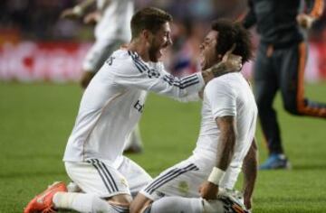 Celebración de los madridistas. Sergio Ramos y Marcelo.