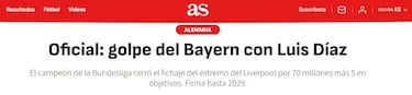 La reacción de la prensa mundial al fichaje de Luis Díaz
