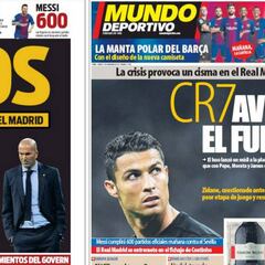 El "caos" del Madrid, en las portadas de Barcelona